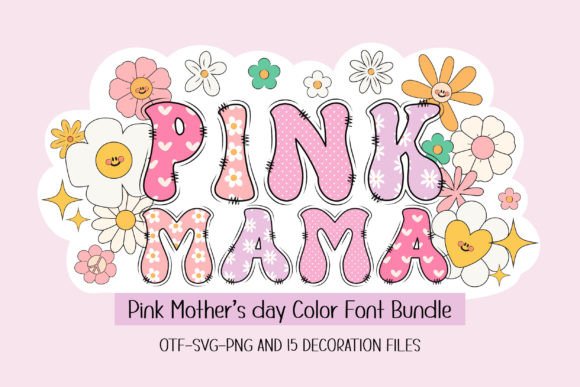 Pink Mama: A Groovy Floral Font for Vibrant Designs